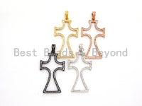 CZ Micro Pave Large Cross Pendant/Focal, Cubic Zirconia Paved Charm, Necklace Bracelet Charm Pendant, 25x44mm,sku#F523