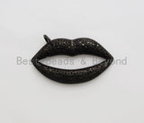 Black CZ Pave On Black Micro Pave Lip Pendant/FOCAL, Cubic Zirconia Pendant Charm, Fashion Jewelry Findings, 21x37mm, sku#F531/F522