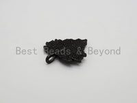 Black CZ Pave On Black Micro Pave Leaf Pendant/Charm,Cubic Zirconia Pendant,Fashion Jewelry Findings, 31x36mm, sku#F540
