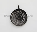 Black CZ Pave On Black Micro Pave Hollow out Filigree Round Pendant/Focal,Cubic Zirconia Pendant,Fashion Jewelry Findings, 40x43mm, sku#F537