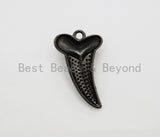 Black CZ Pave On Black Micro Pave Horn With Heart Pendant/Charm,Cubic Zirconia Pendant,Fashion Jewelry Findings, 22x37mm, sku#F536