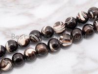 Natural Mother of Pearl beads, 8mm/10mm Brown Plated Mother of Pearl Round Beads strand, 16inch full strand, SKU#T54