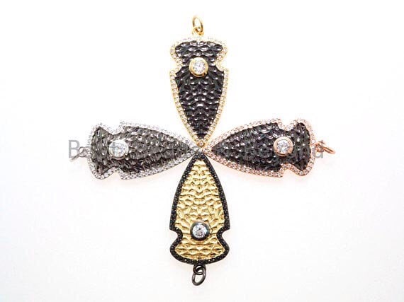 CZ Micro Pave Shield Symbol Pendant,Gold/Silver/Black/Rose Gold Plated,Cubic Zirconia Jewelry Findings,15x32mm,sku#F486