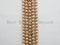 Wholesale Rose Gold Plated Lava Round Beads, 4mm/6mm/8mm/10mm/12mm Rose Gold Gemstone Beads,15.5" Full Strand,SKU#S111