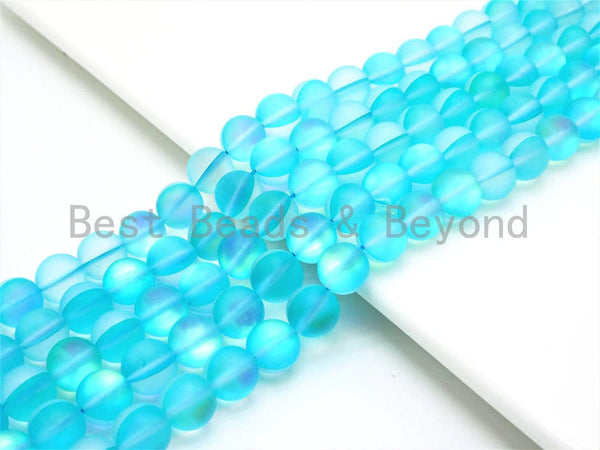 Beautiful Aqua Blue Spectrolite Quartz Matte, Aura Round  6mm/8mm/10mm/12mm, Blue Crystal beads,15.5inch strand, SKU#U289