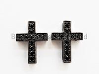 Black CZ Micro Pave On Black Cross Spacer Beads, Cubic Zirconia Cross Space Beads, Cross Charm, 10x13x4mm, SKU#C79