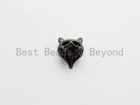 CZ Micro Pave Fuchsia Eye Fox Head Beads, Animal Beads, Cubic Zirconia Spacer Beads,11x13x7mm, sku#C88