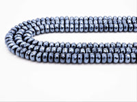 UNIQUE Silver Plated Faceted Black Onyx Rondelle Beads,2x4/4x6/5x8mm/6x10mm Metalic Rondelle Beads,15.5" Full Strand,SKU#S113