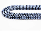 UNIQUE Silver Plated Faceted Black Onyx Rondelle Beads,2x4/4x6/5x8mm/6x10mm Metalic Rondelle Beads,15.5" Full Strand,SKU#S113