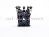 CZ Micro Pave King Crown Spacer Beads, Sapphire Blue Crown Beads,Men's Women's Jewelry Making, 10x8mm, Sku#G411 BestbeadsbeyondUS