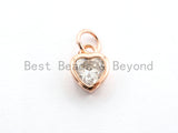 2pcs CZ Micro Pave Heart Shape ClearCubic Zirconia Charm, Necklace Bracelet Eearring Charm in Gold/Silver/Rose Gold,6x9mm,sku#Y159