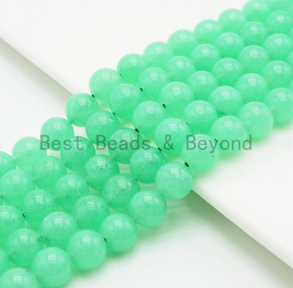 Chrysoprase Jade Round Smooth Beads, 6mm/8mm/10mm Jade,Green Gemstone Beads, 15.5'' Full Strand, SKU#U306 Bestbeads&Beyond