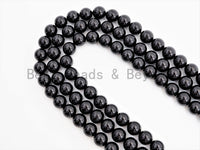 Quality Natural Black Tourmaline Round Smooth Beads, 6mm/8mm/10mm/12mm beads Finish, Black Gemstone Beads, 15.5inch strand, SKU#U310