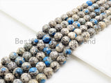 Top Quality Natural K2 Jasper Smooth Round Beads, 8mm/10mm/12mm/14mm/16mm Gray Blue Gemstone Beads,15.5" Full Strand,SKU#U318