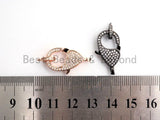 CZ Micro Pave Teardrop Lobster Claw Clasp, Cubic Zirconia Pave Lobster Clasp, Silver Black Rose Gold Plated,22x12mm, sku#H129
