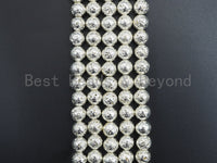 NEW!!! Silver Plated Lava Round Beads, 4mm/6mm/8mm/10mm/12mm silver Gemstone Beads,15.5" Full Strand, Wholesale Gemstone Beads,SKU#S109