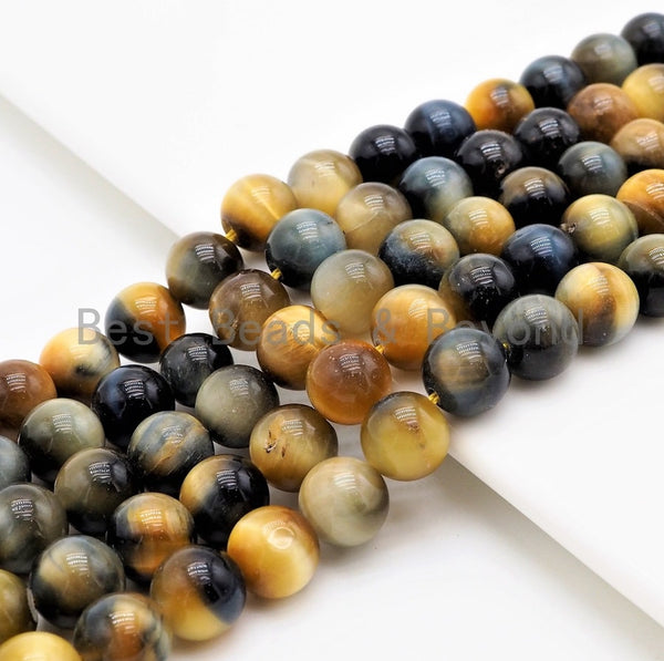 High Quality Natural Golden Blue Round Tiger Eye beads, 6mm/8mm/10mm/12mm/14mm Genuine Beads, Tiger Eye Beads, 15.5inch strand, SKU#U285