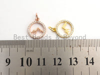 CZ Micro Pave Mountain Round Charm Pendant, Cubic Zirconia Paved Charm, Necklace Bracelet Charm Pendant, 12x14mm,sku#Y146
