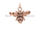 CZ Micro Pave Bee Insect Charm Pendant, Cubic Zirconia Paved Charm, Necklace Bracelet Charm Pendant,18x13mm,sku#Y151