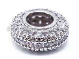CZ Donut Shaped Micro Pave Large Big Hole Beads, Cubic Zirconia Space Beads,Slider Beads, 12x5mm, #G126