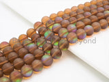 Beautiful Matte Brown Spectrolite Quartz, High Quality Crystal Round beads, 6mm/8mm/10mm/12mm,15.5inch strand, SKU#U293