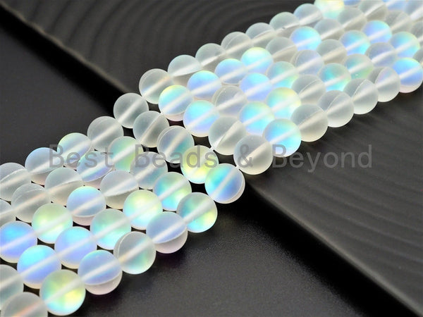 Beautiful White Spectrolite Quartz Matte, Aura l Round beads, 6mm/8mm/10mm/12mm, 15.5inch strand, SKU#U295 Bestbeads&Beyond