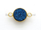 Gold/Silver Mystic Drusy Round Connector, Bezel Druzy Connector Charm, Pink/Champagne /Black/Silver/White/Gray/Blue/Gold,9x14mm,SKU#V24