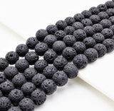 Wholesale Black Lava Round Beads, 4mm/6mm/8mm/10mm/12mm/14mm Black Gemstone Beads,15.5" Full Strand,SKU#U299
