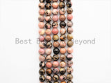Natural Smooth Round Rhodonite beads, 6mm/8mm/10mm/12mm Natural Gemstone beads, Natural Rhodonite Beads, 15.5inch strand, SKU#U300