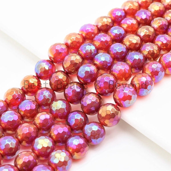 Mystic Quality Faceted Carnelian Beads,6mm/8mm/10mm, Red Carnelian Beads,15.5" Full Strand, SKU#U302