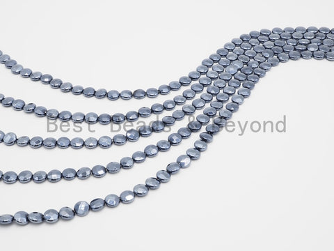 Unique Silver Plated Black Onyx Faceted Coin Beads,8mm/10mm/12mm Gemstones Beads, Black Coin Beads,15.5" Full Strand, SKU#S114
