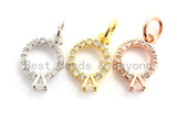 2pcs CZ Micro Pave Diamond Ring Pendant/Charm,Cubic Zirconia Paved Charm, Necklace Bracelet Charm Pendant, 7x10mm,sku#Y154