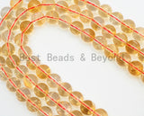 Quality Natural Citrine Beads,Round Smooth Yellow Gemstone Beads, Loose Gemstone Beads,Yellow Clear beads,15.5inch strand,SKU#U331