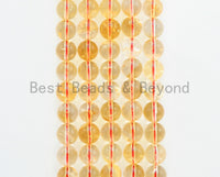 Quality Natural Citrine Beads,Round Smooth Yellow Gemstone Beads, Loose Gemstone Beads,Yellow Clear beads,15.5inch strand,SKU#U331