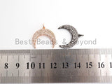 CZ Micro Pave Crescent Moon Pendant, CZ Pave Horn Findings, Micro Paved Horn Pendant, 20mm,sku#F550