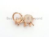 CZ Micro Pave Elephant Lobster Claw Clasp, Cubic Zirconia Pave elephant Connector/Clasp/link, Silver/Black/ Rose Gold/Gold,17x35mm, sku#H130