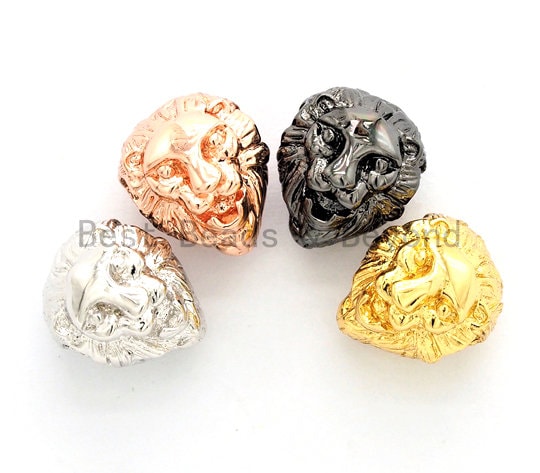 3D CZ Micro Pave Lion Head Beads, Cubic Zirconia Spacer Beads, Lion Animal Head Space Beads, Lion Charms Findings,10x12x11mm, sku#Y171 BestbeadsbeyondUS