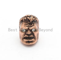 Antique Color Incredible Hulk Bead, Hulk Spacer Beads, Gold/Silver/Copper Charm, Men's Bracelet Beads, 12x11x8mm,sku#Y1110