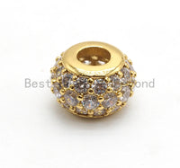 CZ Micro Pave Large Hole Rondelle Beads, Cubic Zirconia Pave Beads, 6mm/8mm/10mm Shamballa Ball beads, CZ Space Beads,sku#G412