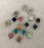 Mystic Drusy Diamond Shape Bezel Connector Beads, Bezel Druzy Charm, Gold/Silver finish,Pink/Black/Silver/White/Blue, 12x16mm,SKU#V30