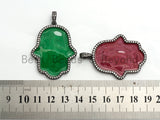 NEW Enamel Colorful Hamsa Hand Pendant,CZ Micro Pave Oil Drop Hamsa pendant,Enamel pendant,Enamel Jewelry,33x43mm,sku#F567