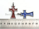 NEW DESIGN Pave CZ Enamel Colorful Oil Drop Cross Pendant, Enameled Pendant, Oil Dropped Cross Pendant,Jewelry Findings, 24x38mm,sku#F565