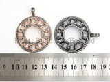 CZ Micro Pave Large Filigree Donut Ring Pendant, CZ Pave Pendant, Focal Pendant/Charm, 37x40mm, sku#F553