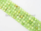 High Quality Lime Green Jade Round Smooth Beads, 4mm/6mm/8mm/10mm/12mm, Green Gemstone Beads, 15.5inch strand, SKU#U341