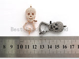 CZ Micro Pave Skull Lobster Claw Clasp, Large Skull Pave Clasp/Pendant Connector, Cubic Zirconia Pave Clasp/Connector/Link,17x37mm, sku#H131