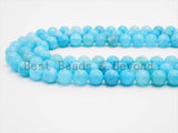 High Quality Chalcedony Beads, Round Smooth 6mm/8mm/10mm/12mm/14mm Natural BLUE Gemstone beads,Blue Beads, 15.5inch strand, SKU#U354