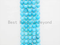 High Quality Chalcedony Beads, Round Smooth 6mm/8mm/10mm/12mm/14mm Natural BLUE Gemstone beads,Blue Beads, 15.5inch strand, SKU#U354