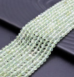 High Quality Natural Prehnite Quartz Round  Faceted Beads, 2mm/3mm/4mm beads Finish,Prehnite Gemstone Beads, 15.5inch strand, SKU#U360