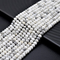 Natural Faceted Rondelle Howlite beads,2x3mm/3x5mm Natural White Gemstone beads, Natural Howlite Beads, 15.5inch strand, SKU#U372