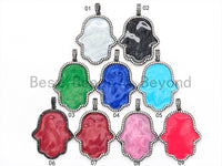 NEW Enamel Colorful Hamsa Hand Pendant,CZ Micro Pave Oil Drop Hamsa pendant,Enamel pendant,Enamel Jewelry,33x43mm,sku#F567